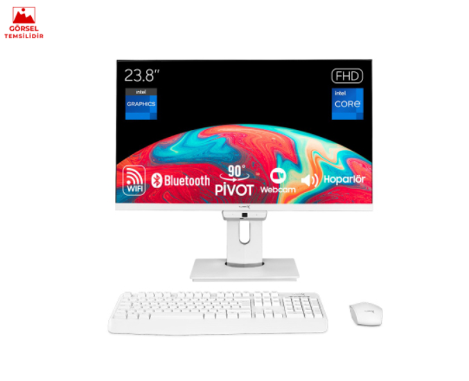 Turbox TAx1901 i5 7400 16GB Ram 512GB SSD 23.8 inç FHD Pivot WiFi BT Webcam All in One PC