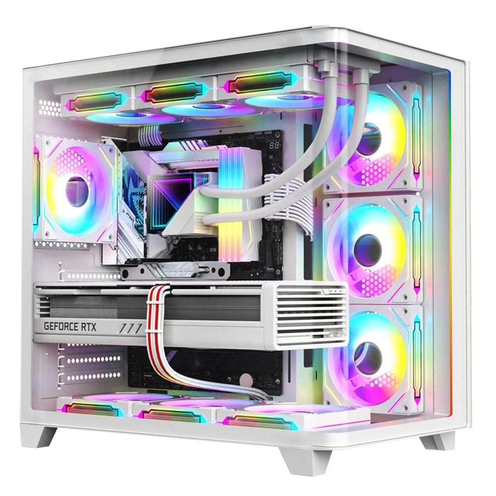 Dragos Ocean Curved Pro V2 Beyaz 7x Argb Fan USB 3.0 Type-C 750W 80+ ATX Bilgisayar Kasası Beyaz