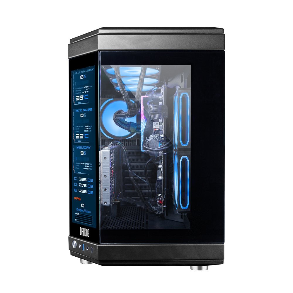 Dragos North Evo Vision LCD Ekran 7x ARGB Fan Type C ATX Mid Tower Panoramik Temperli Cam Gaming Kasa Siyah